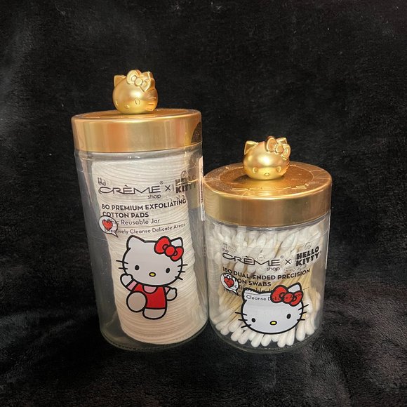 Hello Kitty Chic Reusable Matte Gold Jar Precision Cotton Swabs and Pads - Picture 6 of 9
